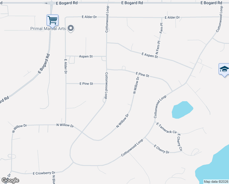 map of restaurants, bars, coffee shops, grocery stores, and more near 2001 Cottonwood Loop in Wasilla