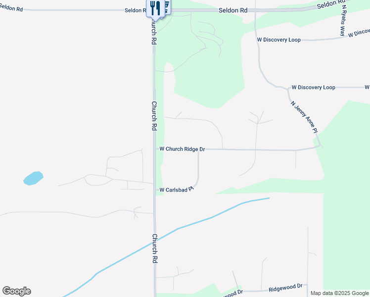 map of restaurants, bars, coffee shops, grocery stores, and more near 2250 West Church Ridge Drive in Wasilla