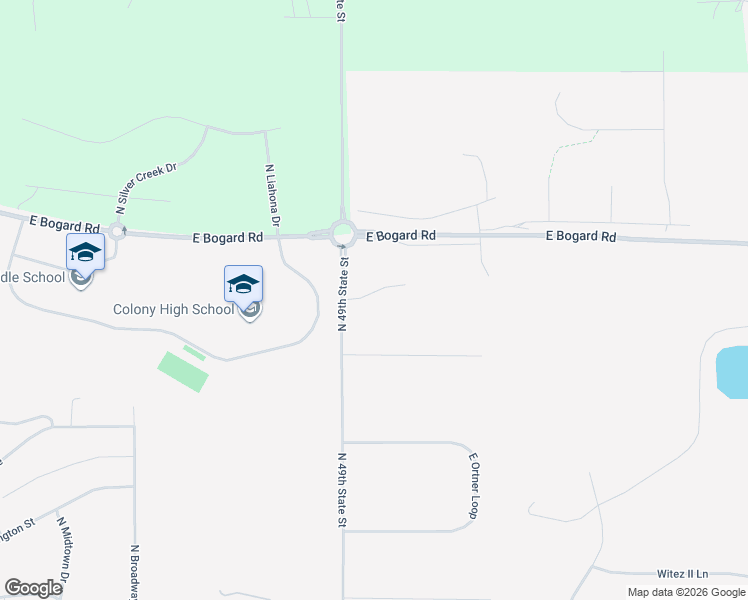 map of restaurants, bars, coffee shops, grocery stores, and more near 9650 East Forest Grove Circle in Palmer