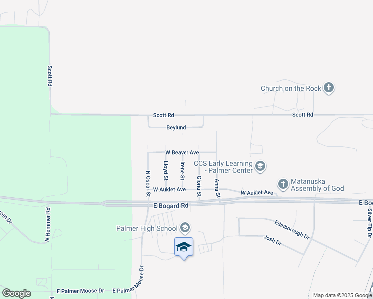 map of restaurants, bars, coffee shops, grocery stores, and more near 1150 West Beaver Avenue in Palmer