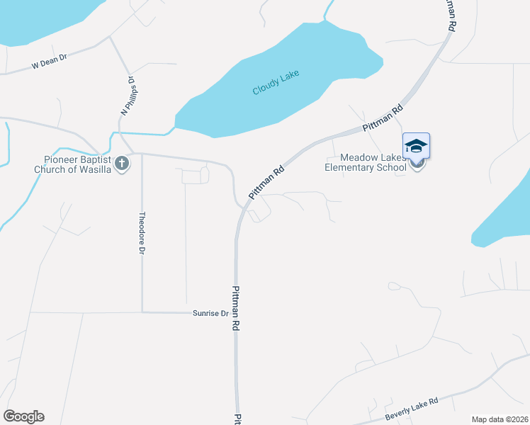 map of restaurants, bars, coffee shops, grocery stores, and more near 1543 Pittman Road in Wasilla