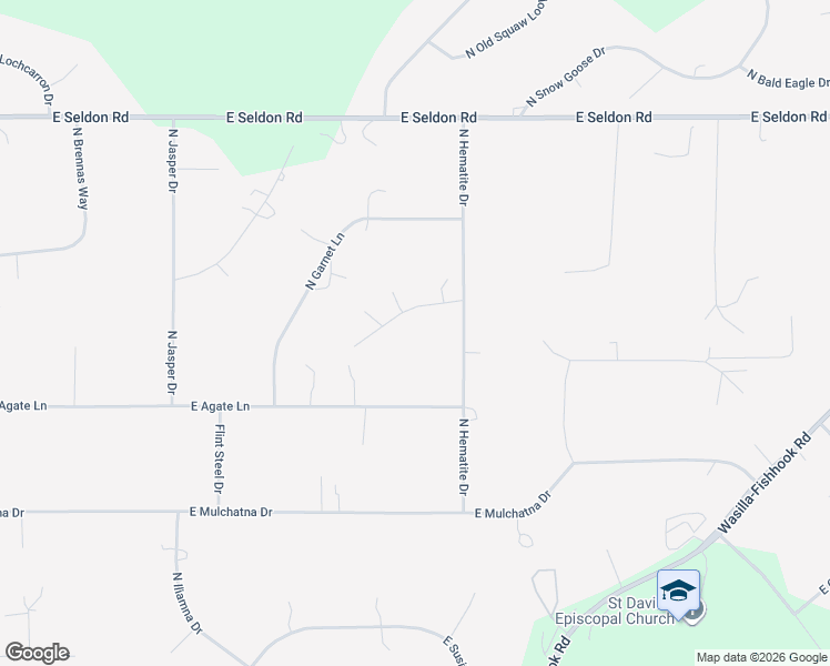 map of restaurants, bars, coffee shops, grocery stores, and more near 1050 Onyx Circle in Wasilla