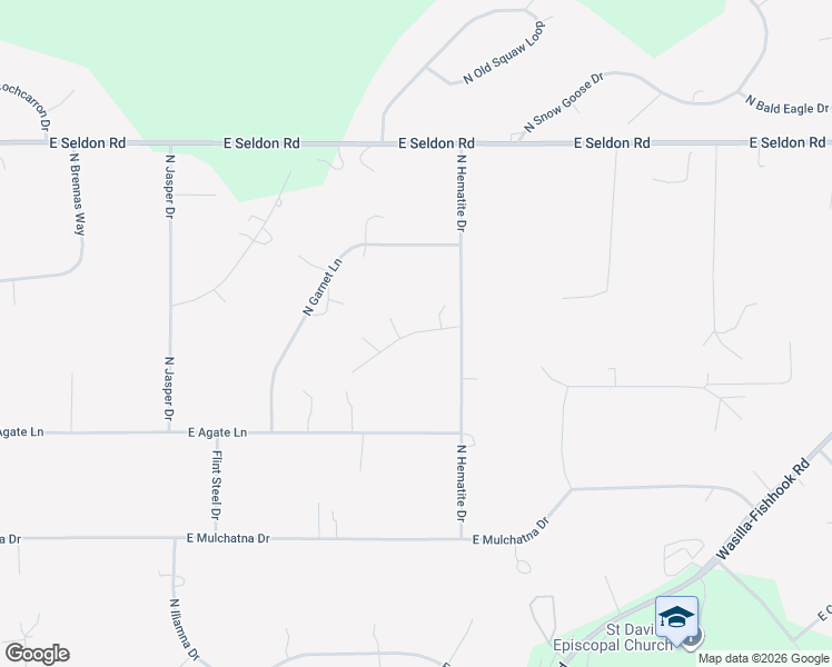 map of restaurants, bars, coffee shops, grocery stores, and more near 1050 Onyx Circle in Wasilla