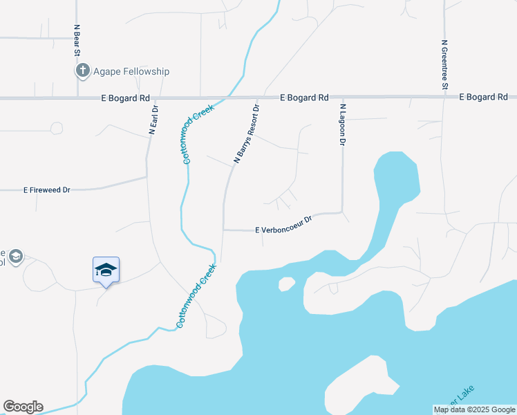 map of restaurants, bars, coffee shops, grocery stores, and more near 2751 North Barrys Resort Drive in Wasilla
