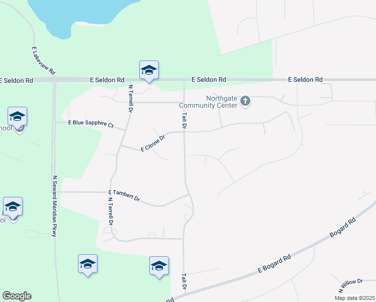 map of restaurants, bars, coffee shops, grocery stores, and more near 2701 North Azurite Circle in Wasilla