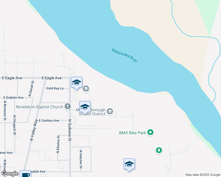 map of restaurants, bars, coffee shops, grocery stores, and more near 561 North Gulkana Street in Palmer