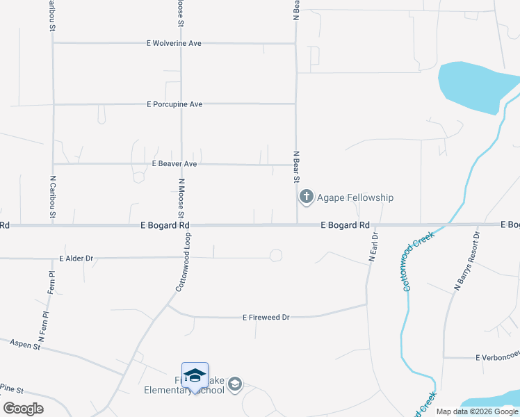 map of restaurants, bars, coffee shops, grocery stores, and more near 5901 East Bogard Road in Wasilla