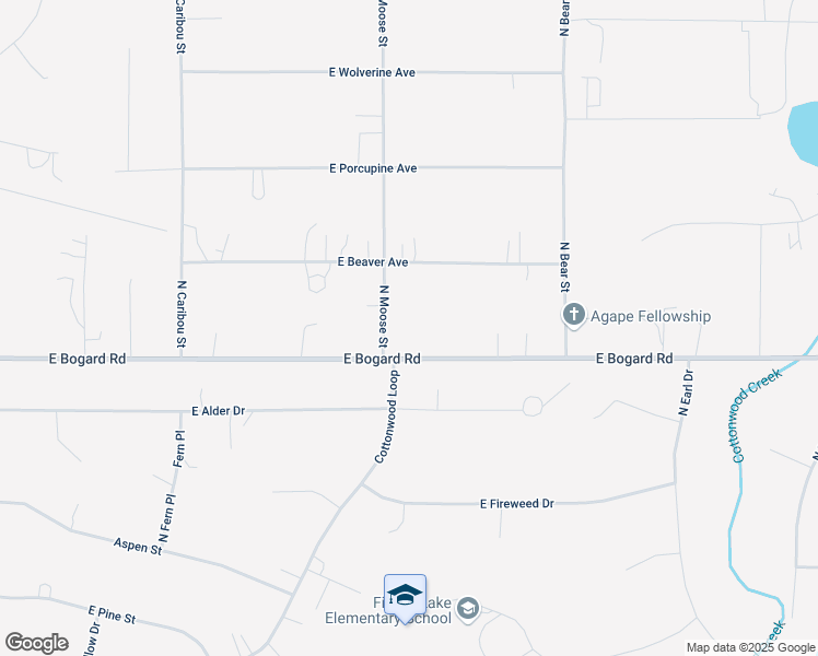 map of restaurants, bars, coffee shops, grocery stores, and more near 5735 East Bogard Road in Wasilla