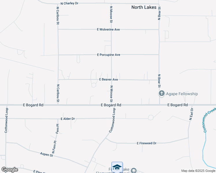 map of restaurants, bars, coffee shops, grocery stores, and more near 3100 North Moose Street in Wasilla