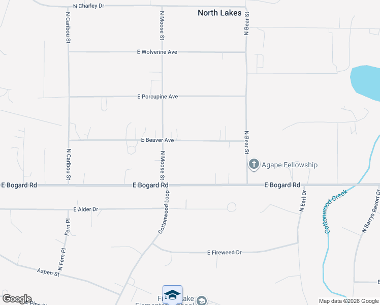 map of restaurants, bars, coffee shops, grocery stores, and more near 5800 East Beaver Avenue in Wasilla