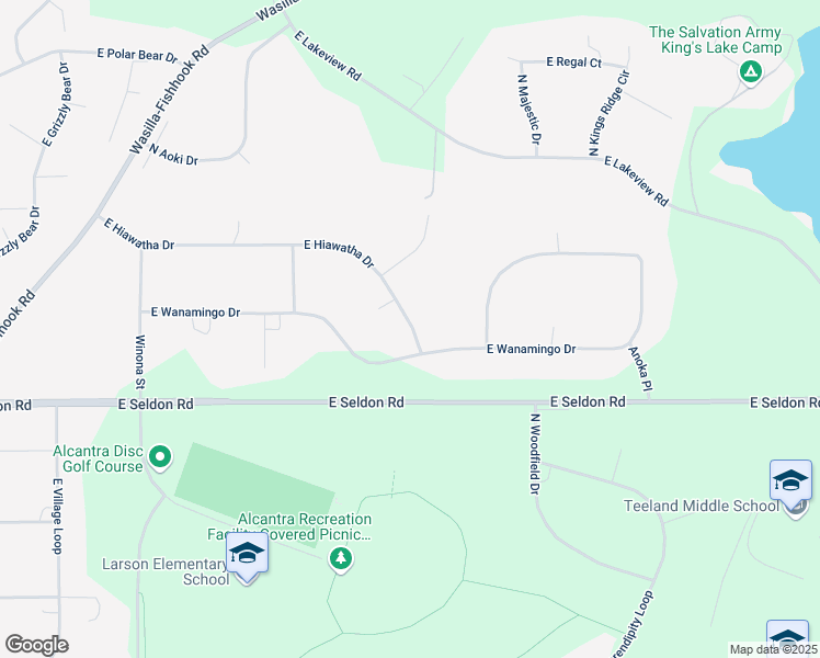 map of restaurants, bars, coffee shops, grocery stores, and more near 2891 Wanamingo Drive in Wasilla