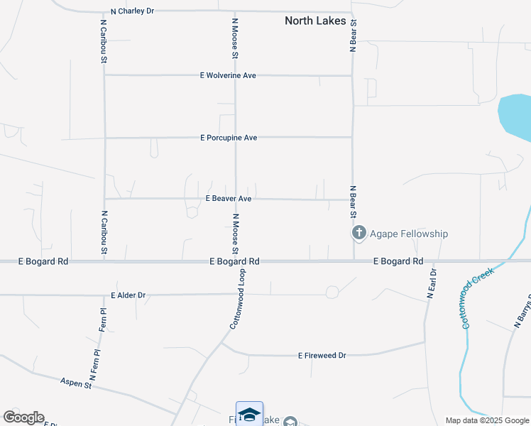 map of restaurants, bars, coffee shops, grocery stores, and more near 5760 East Beaver Avenue in Wasilla