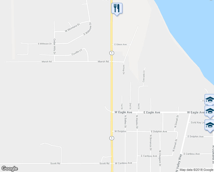 map of restaurants, bars, coffee shops, grocery stores, and more near 3150 N Glenn Hwy in Palmer