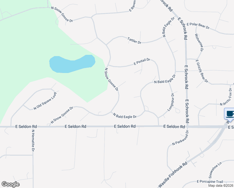 map of restaurants, bars, coffee shops, grocery stores, and more near 3190 North Snow Goose Drive in Wasilla