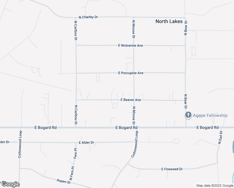map of restaurants, bars, coffee shops, grocery stores, and more near 5660 East Beaver Avenue in Wasilla