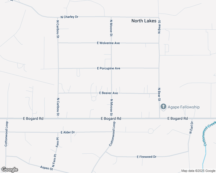 map of restaurants, bars, coffee shops, grocery stores, and more near 3100 North Moose Street in Wasilla
