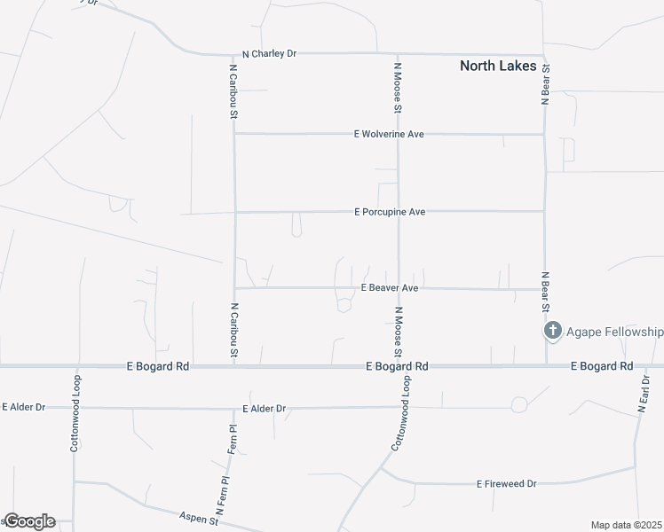 map of restaurants, bars, coffee shops, grocery stores, and more near 5587 East Beaver Avenue in Wasilla