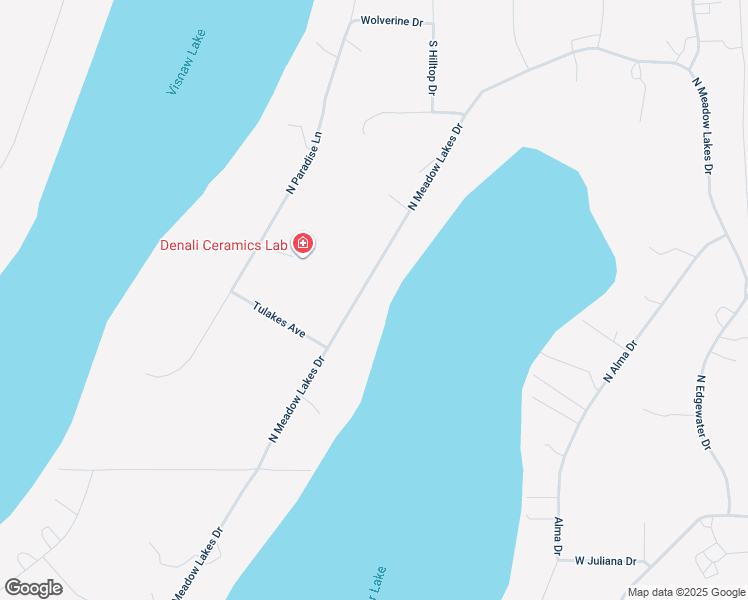 map of restaurants, bars, coffee shops, grocery stores, and more near 3277 North Meadow Lakes Drive in Wasilla