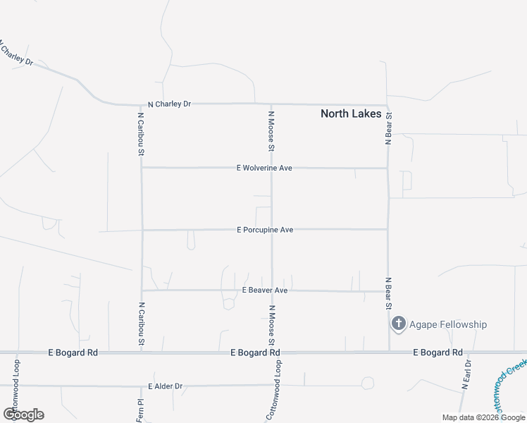 map of restaurants, bars, coffee shops, grocery stores, and more near 3400 North Moose Street in Wasilla