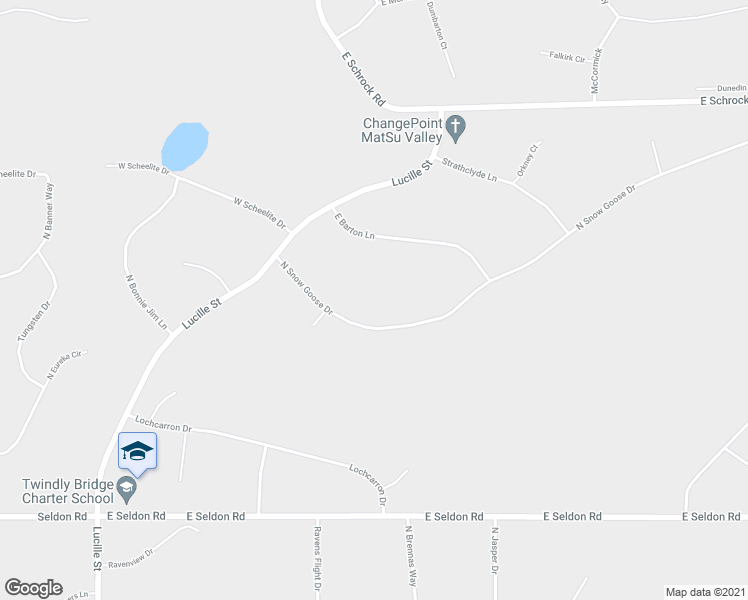 map of restaurants, bars, coffee shops, grocery stores, and more near 4081 North Snow Goose Drive in Wasilla