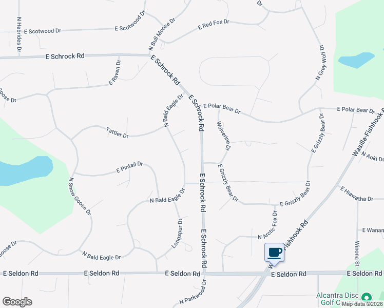 map of restaurants, bars, coffee shops, grocery stores, and more near 3351 North Bald Eagle Drive in Wasilla