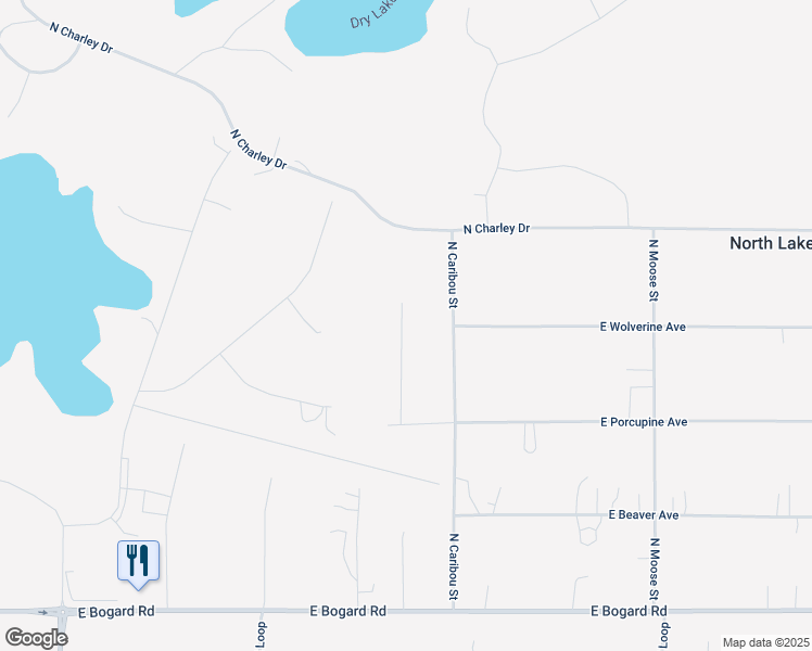 map of restaurants, bars, coffee shops, grocery stores, and more near 3450 North Caribou Street in Wasilla