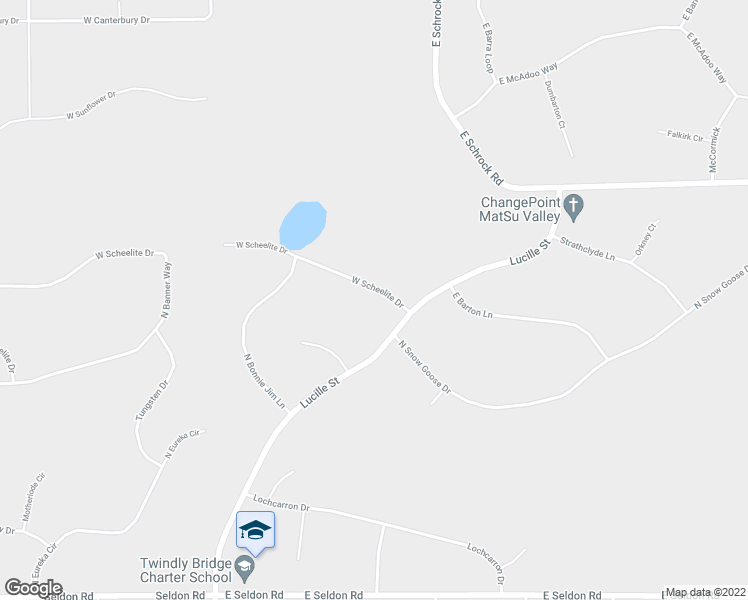 map of restaurants, bars, coffee shops, grocery stores, and more near 320 West Scheelite Drive in Wasilla
