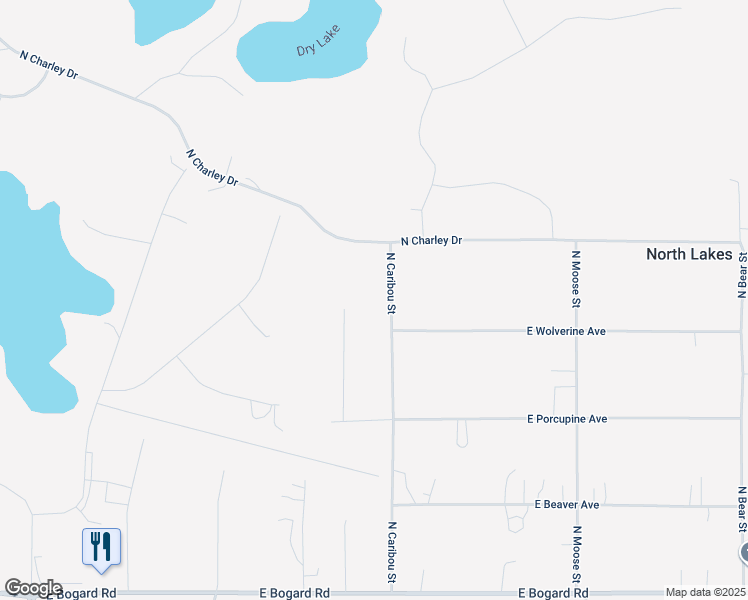 map of restaurants, bars, coffee shops, grocery stores, and more near 3450 North Caribou Street in Wasilla