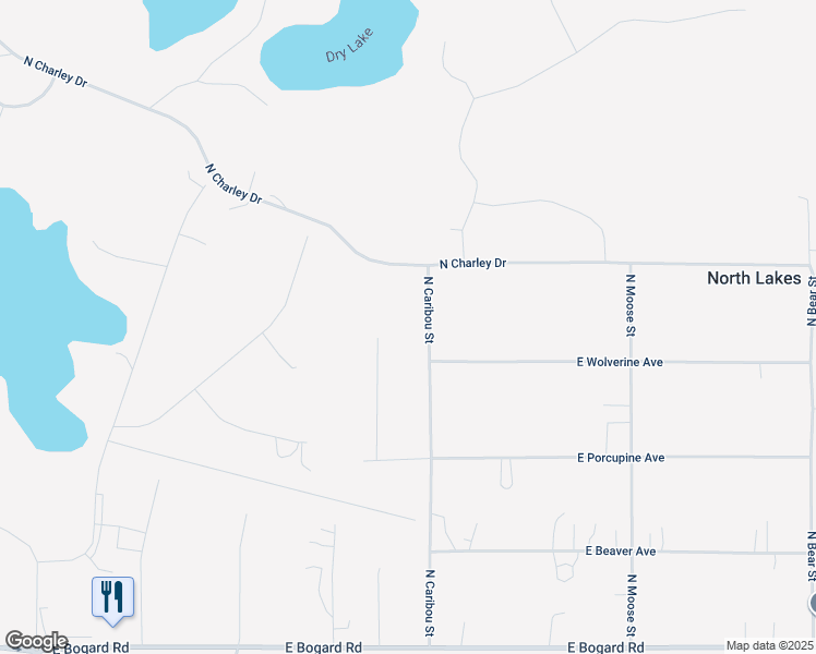 map of restaurants, bars, coffee shops, grocery stores, and more near 3450 North Caribou Street in Wasilla