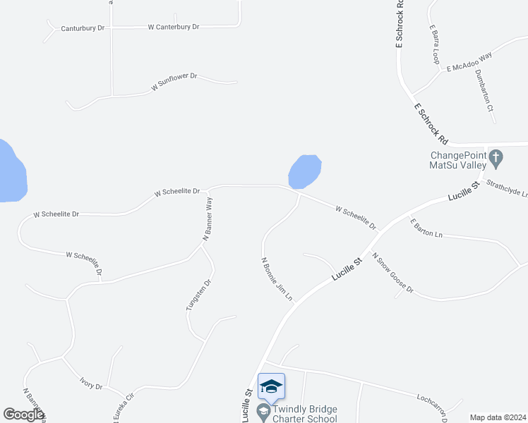 map of restaurants, bars, coffee shops, grocery stores, and more near 3500 North Bonnie Jim Lane in Wasilla