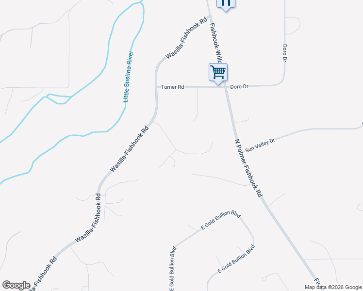 map of restaurants, bars, coffee shops, grocery stores, and more near 8232 East Snowy Pass Circle in Wasilla