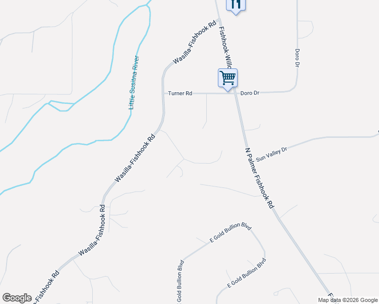 map of restaurants, bars, coffee shops, grocery stores, and more near 8232 East Snowy Pass Circle in Wasilla