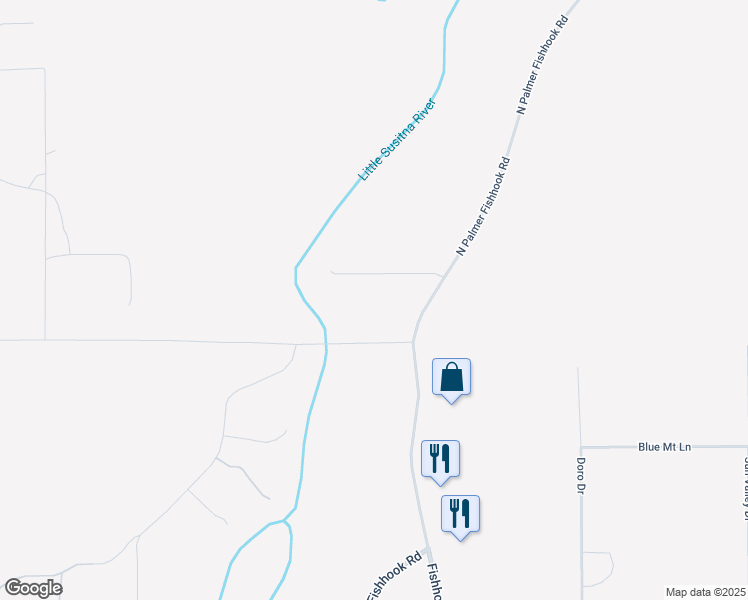 map of restaurants, bars, coffee shops, grocery stores, and more near 8583 East Edgerton Parks Road in Palmer