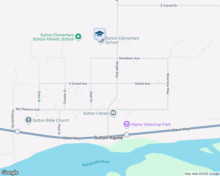 map of restaurants, bars, coffee shops, grocery stores, and more near 22436 East Grand Avenue in Sutton-Alpine