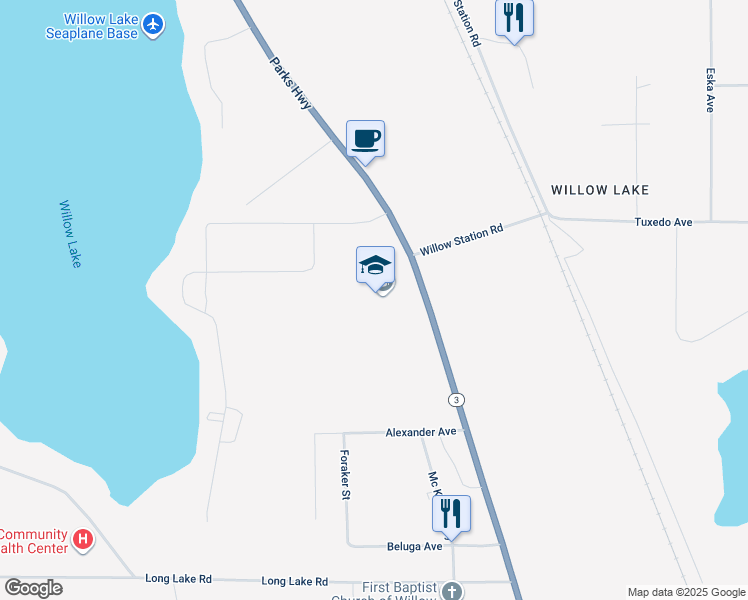 map of restaurants, bars, coffee shops, grocery stores, and more near 31706 Parks Highway in Willow