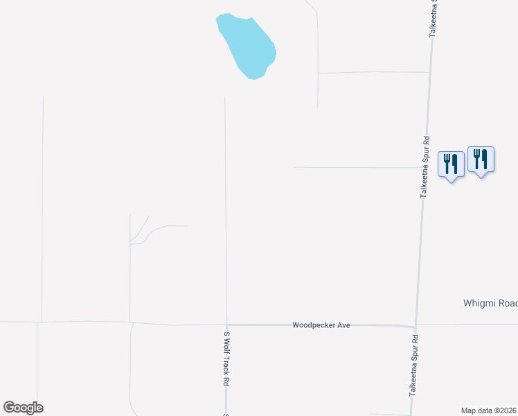 map of restaurants, bars, coffee shops, grocery stores, and more near 25709 South Wolf Track Road in Talkeetna