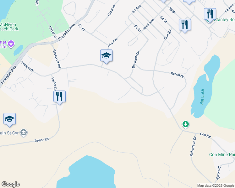 map of restaurants, bars, coffee shops, grocery stores, and more near 11 Ptarmigan Road in Yellowknife