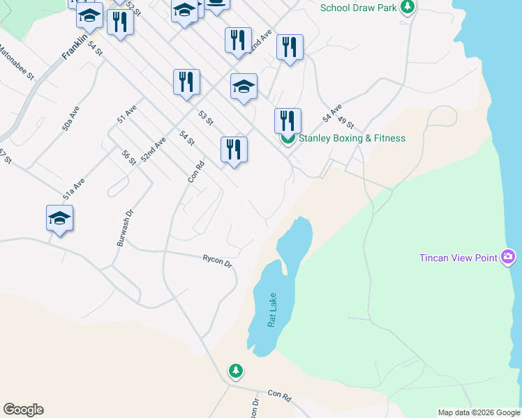 map of restaurants, bars, coffee shops, grocery stores, and more near 5465 52 Street in Yellowknife