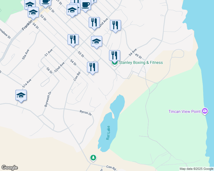 map of restaurants, bars, coffee shops, grocery stores, and more near 5437 52 Street in Yellowknife