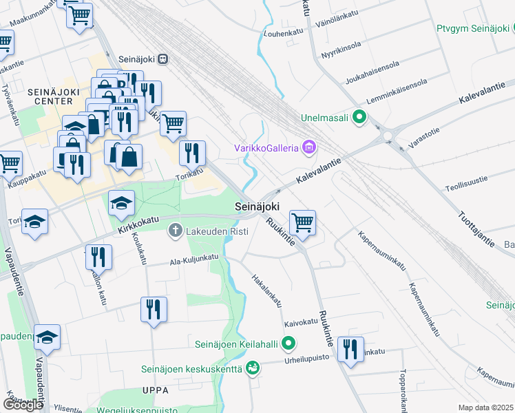 map of restaurants, bars, coffee shops, grocery stores, and more near in Seinäjoki
