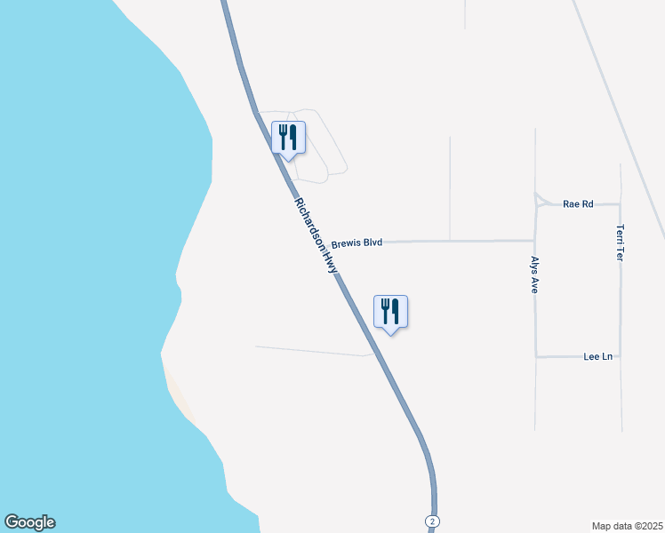 map of restaurants, bars, coffee shops, grocery stores, and more near Richardson Highway in Delta Junction
