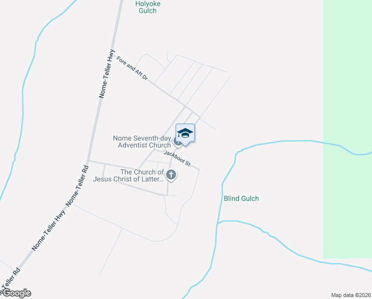 map of restaurants, bars, coffee shops, grocery stores, and more near Jackboot St in Nome