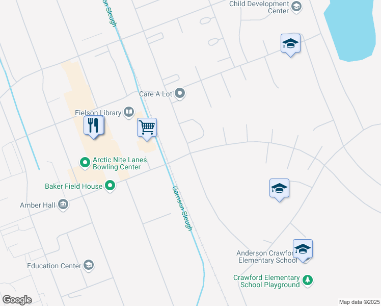 map of restaurants, bars, coffee shops, grocery stores, and more near 537 Gaffney Road in Fairbanks
