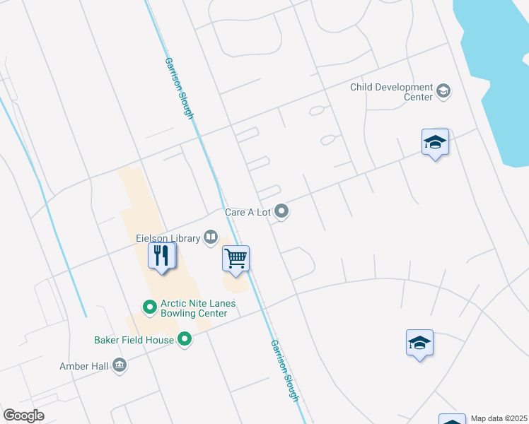 map of restaurants, bars, coffee shops, grocery stores, and more near Kodiak Street in Eielson Air Force Base