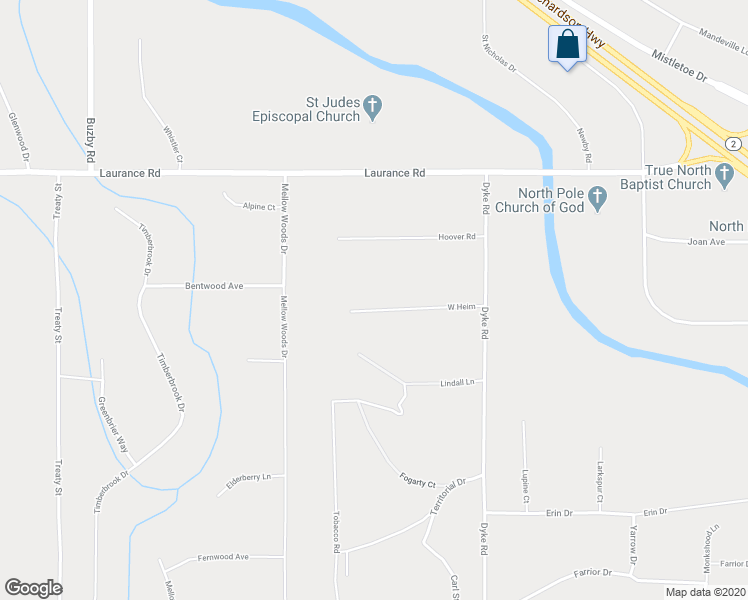 map of restaurants, bars, coffee shops, grocery stores, and more near 3027 Dyke Road in North Pole