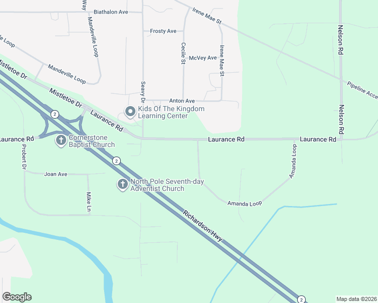 map of restaurants, bars, coffee shops, grocery stores, and more near 3005 Amanda Loop in North Pole