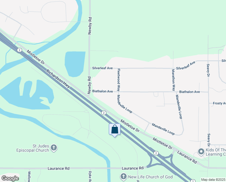 map of restaurants, bars, coffee shops, grocery stores, and more near 3490 Biathalon Avenue in North Pole