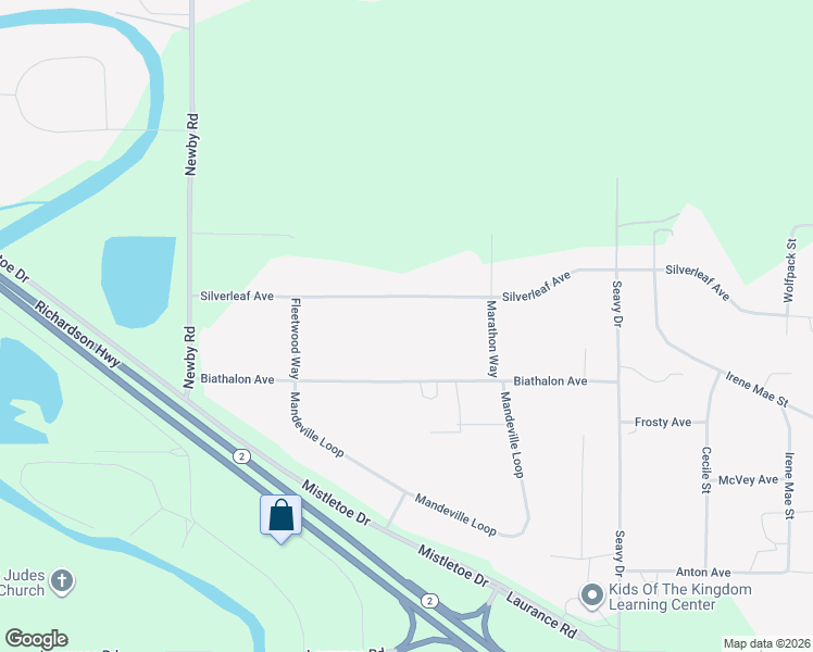 map of restaurants, bars, coffee shops, grocery stores, and more near 3548 Biathalon Avenue in North Pole