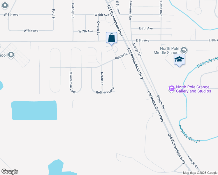 map of restaurants, bars, coffee shops, grocery stores, and more near 891 Refinery Loop in North Pole