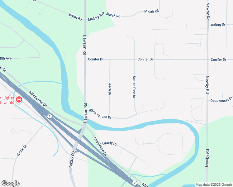 map of restaurants, bars, coffee shops, grocery stores, and more near 2696 Beech Drive in North Pole